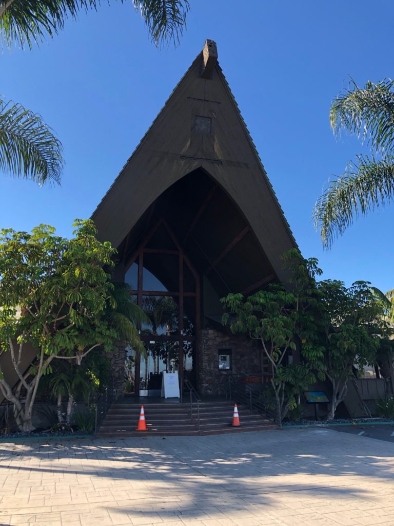 A-frame building at Humphreys by the Bay echoes the shape of the big meeting houses of Hawaii. (Photo: Kimberly Us)