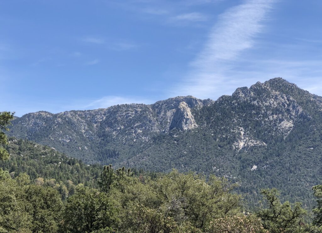 View of Tahquitz Rock in the San Jacinto Mountains above Idyllwild, CA
