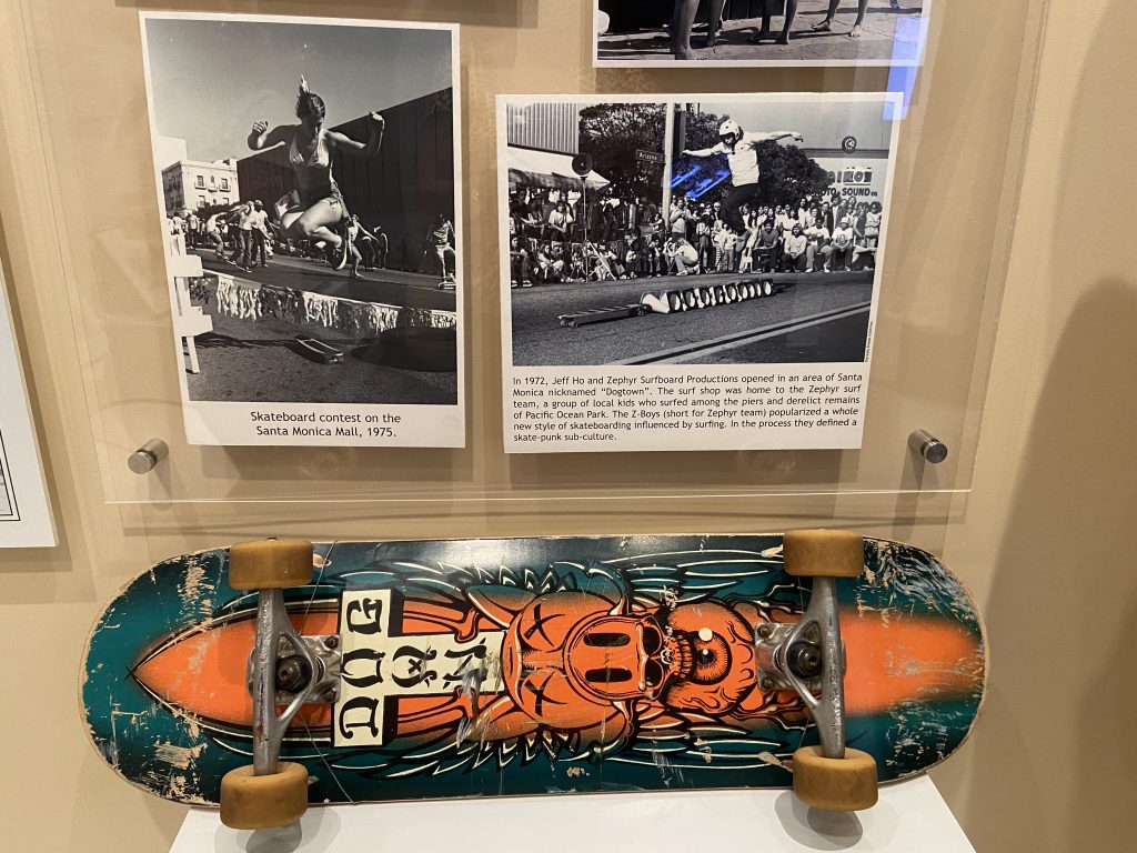 Skateboard and photos of Dogtown and the Z-boys