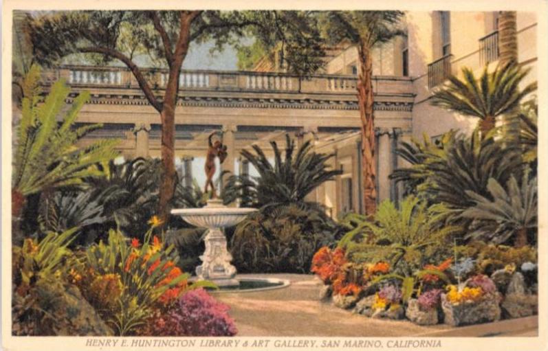 Vintage Postcard of the Huntington Library, Art & Botanical Gardens.