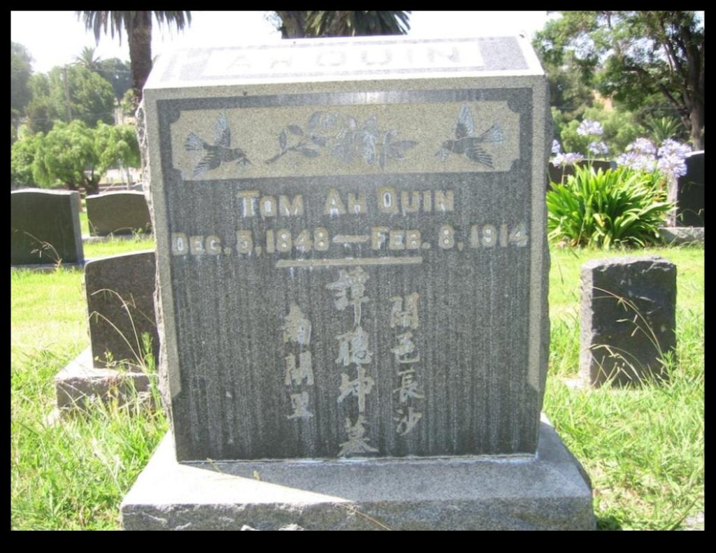 Grave of Ah Quinn in Mt. Hope Cemetery