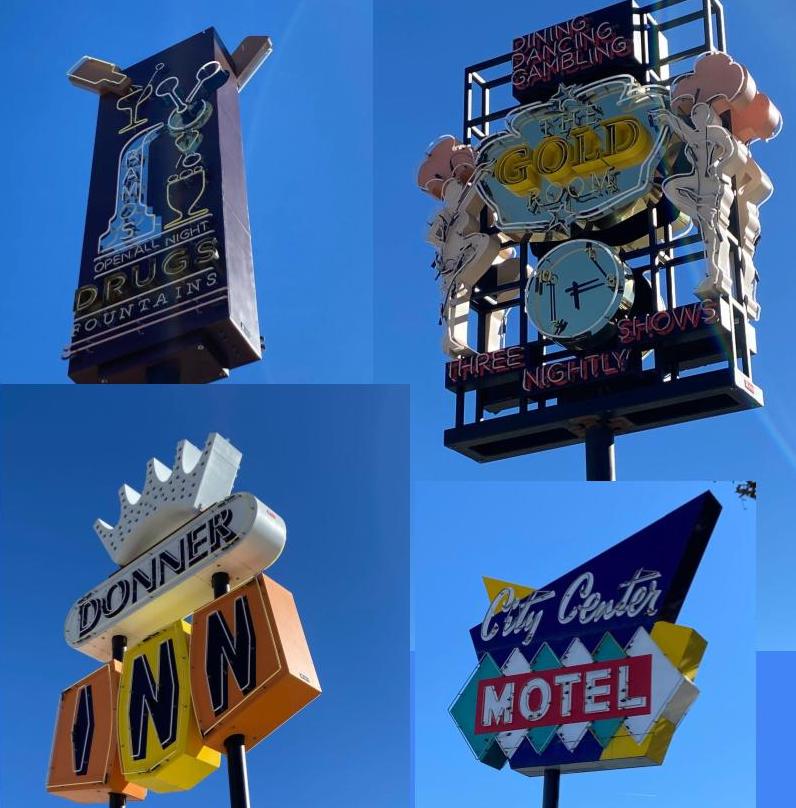 Vintage neon signs in Reno Red Neon Line District Project